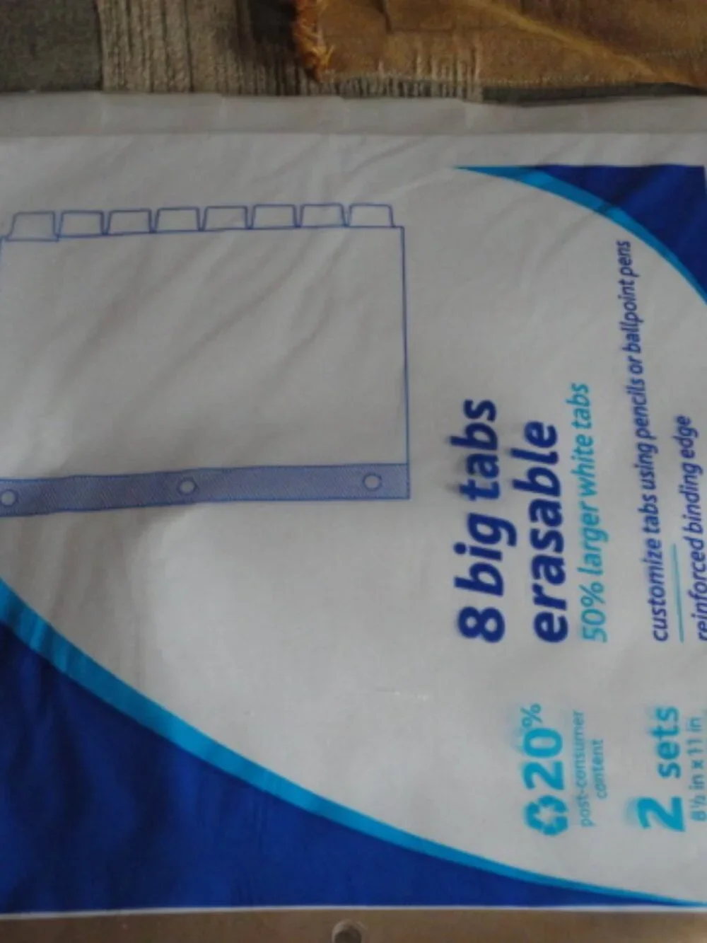 Office Depot 8 Big Tabs Erasable 50% Larger White Tabs